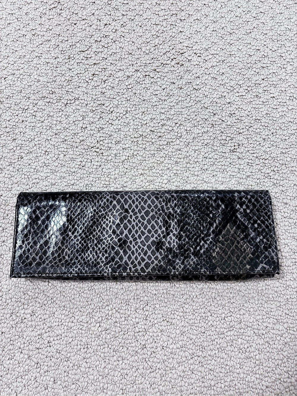 Zambos & Siega Gray Black Snakeskin Print Envelope Clutch